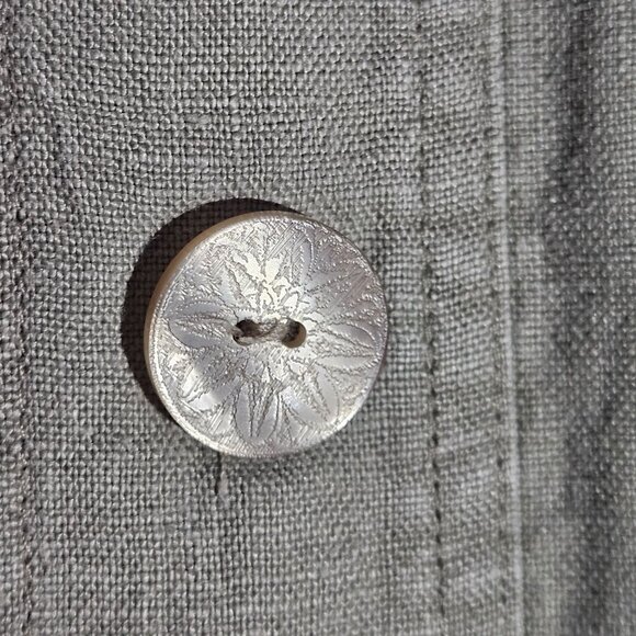 J. Jill Women’s Linen Trench Coat Gray Sage Sz M Quiet Luxury Boho Marketwear - Picture 5 of 15